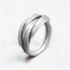 Brushed Sterling Silver Leaf Open Ring