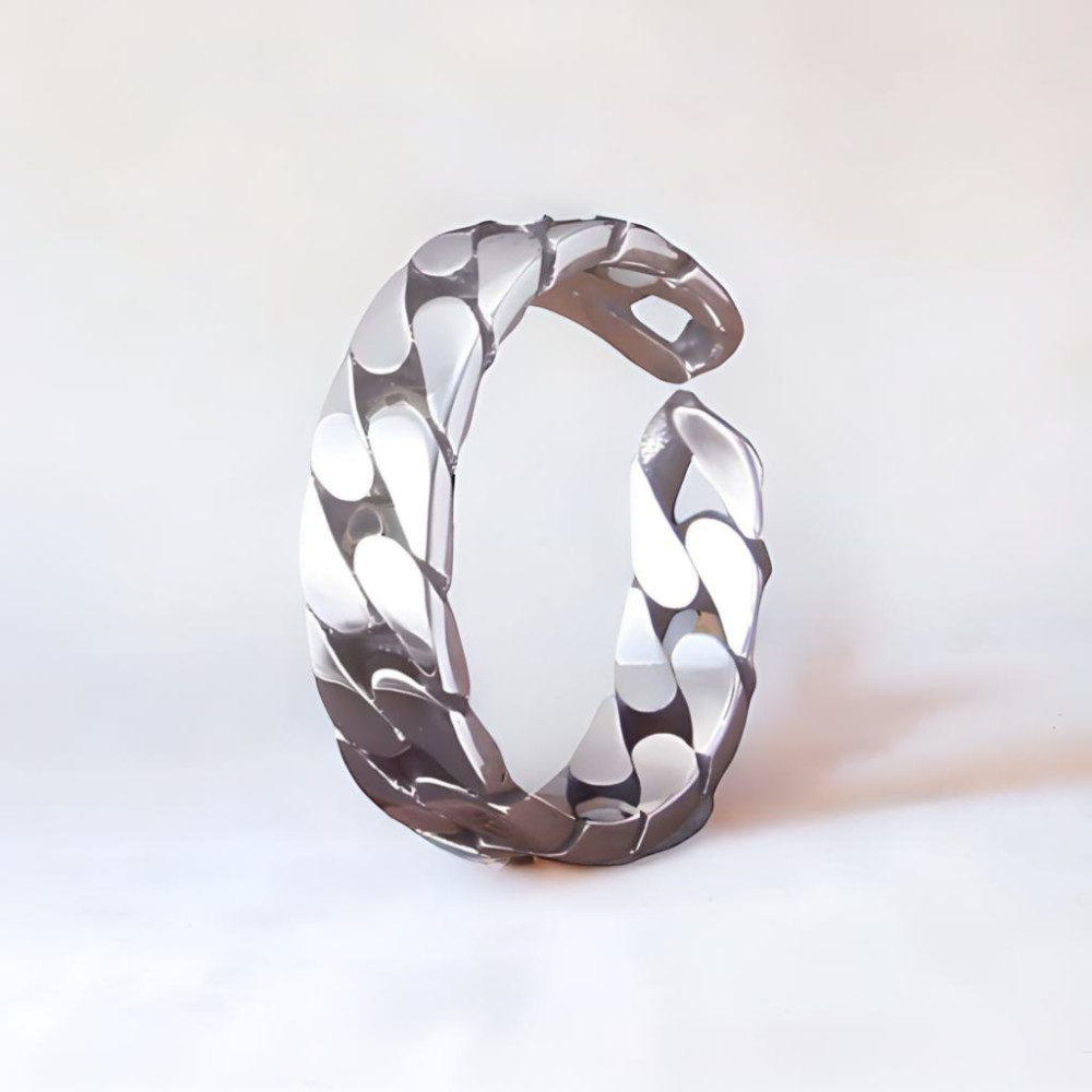 925 silver adjustable open braid chain ring