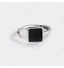 Knight silver black resin Open ring