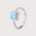 Anello da pavimentazione in argento rodiato opale zirconio da donna