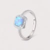 Bague femme argent rhodie opale pavage zirconium