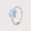 Rhodium Plated Sterling Silver Opal ZIrconia Inlay Ring