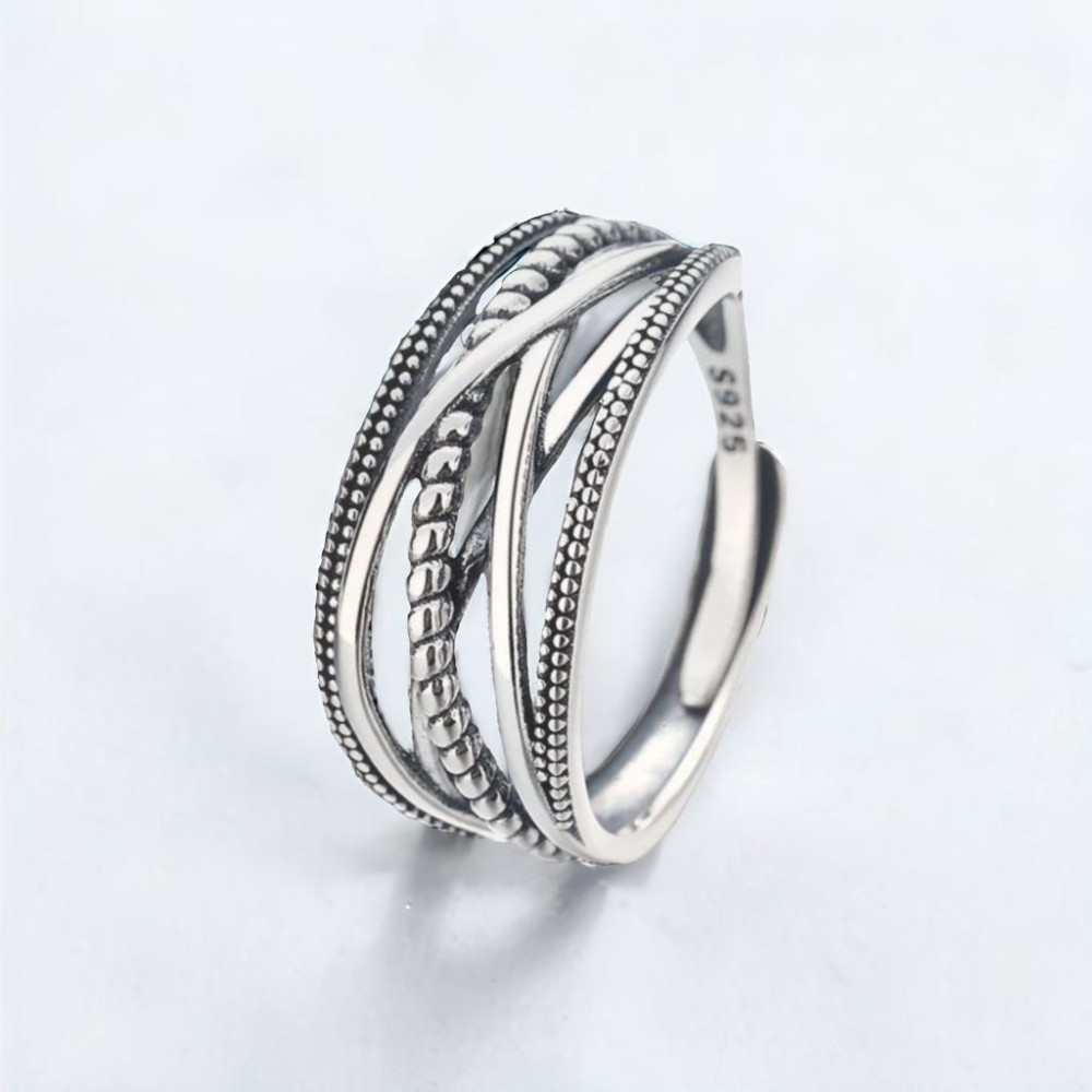 Open sterling silver lines ring