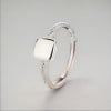 Square knight silver open ring for women