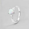 Rhodium-Silber-Opal-Zirkonium-Herzring
