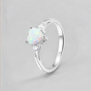 Rhodium silver opal zirconium heart ring