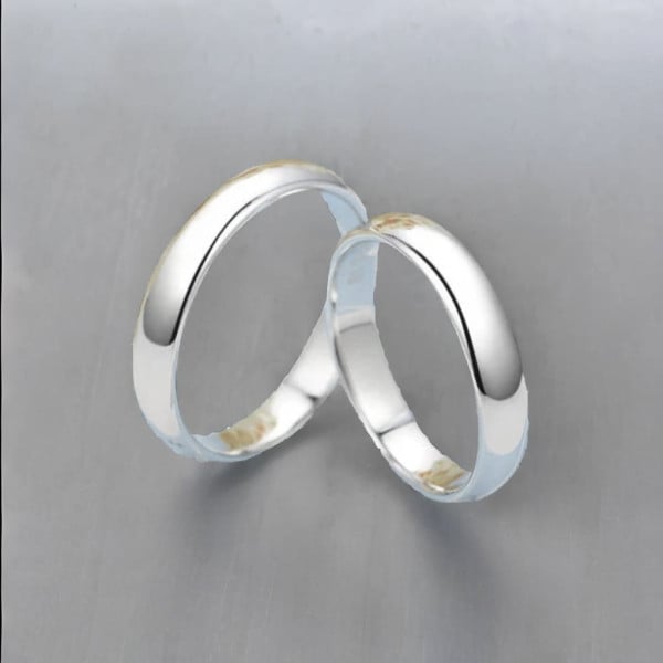 Fede nuziale minimalista a cupola in argento per uomo e donna