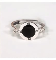 Offener Ring Ritter, silbernes Harz, schwarze römische Ziffer