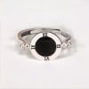 Open ring knight silver resin black roman numeral
