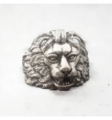 Anello da motociclista cavaliere in argento da uomo con testa di leone