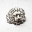 Anello da motociclista cavaliere in argento da uomo con testa di leone