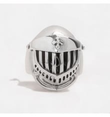 Anello da uomo in argento con croce di elmo da cavaliere medievale