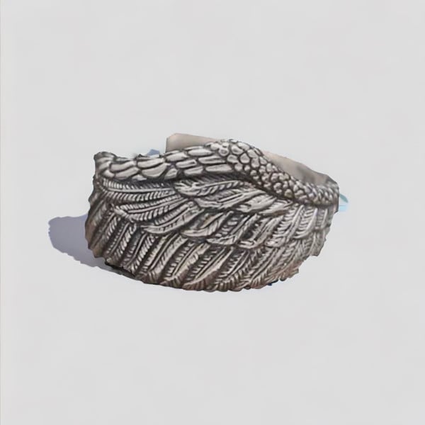 Anillo hombre plata ala de ángel abierta