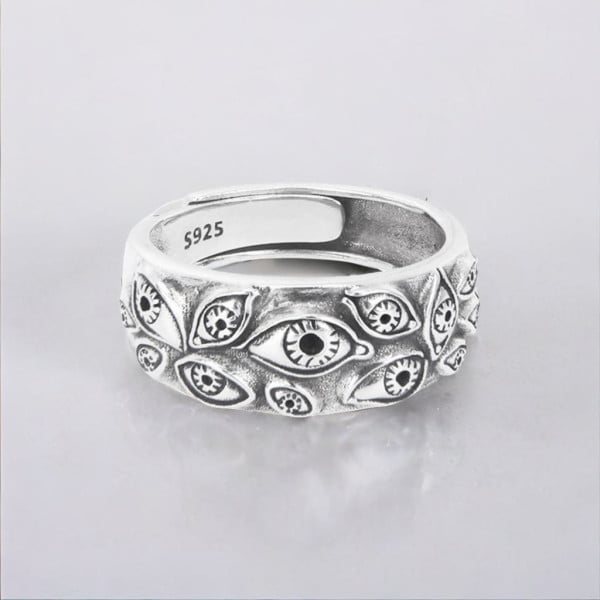 Bague argent ouvert homme oeil de dieu