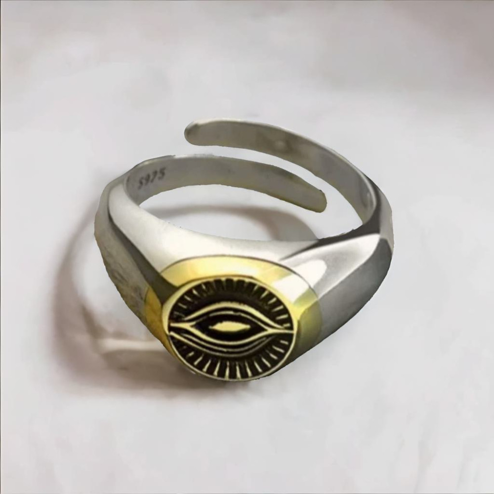 Bague homme argent ouverte oeil de la providence franc maçonnerie