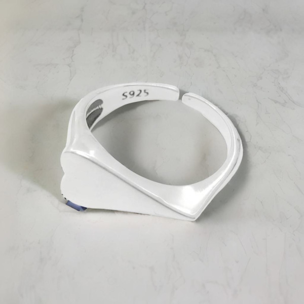Bague femme argent ouverte chevaliere coeur finition polie