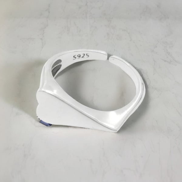 Bague femme argent ouverte chevaliere coeur finition polie