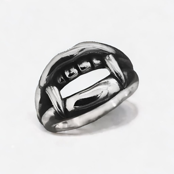 Herren Silberring Ritter Vampir Mund