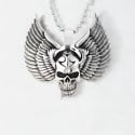 Pendentif homme tete de mort ailes acier