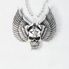 Pendentif homme tete de mort ailes acier