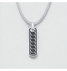 Pendentif personnalise collier couple barre motif noir acier