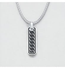 Personalized pendant necklace couple bar pattern black steel