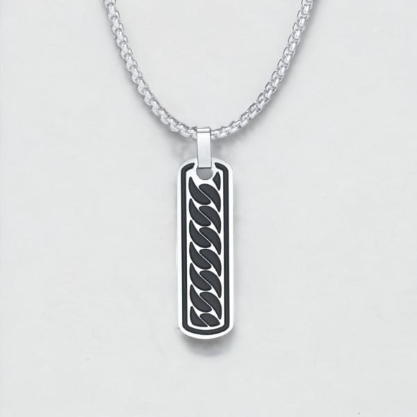 Pendentif personnalise collier couple barre motif noir acier