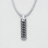Gepersonaliseerde koppelketting met hanger met barpatroon in zwart staal