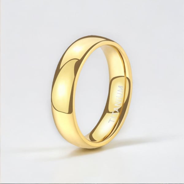Bague alliance titane plaque or bande polie a graver personnaliser