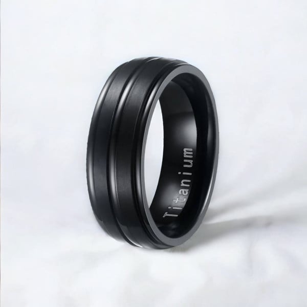 Bague personnalisee homme titane brosse noir a graver