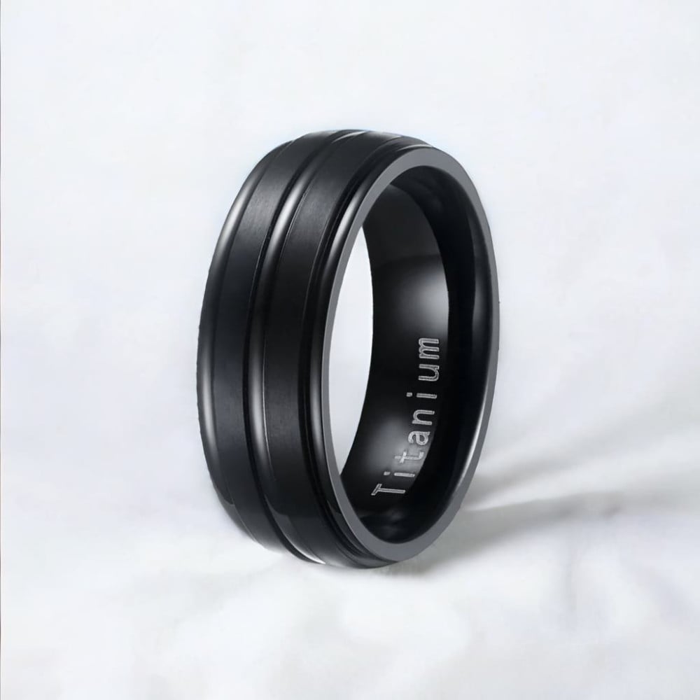 Bague personnalisee homme titane brosse noir a graver
