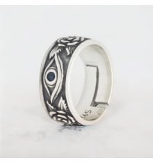 Anello aperto da uomo in argento con zirconio occhio di dio
