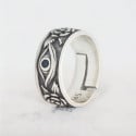 Men's open silver ring zirconia eye of god