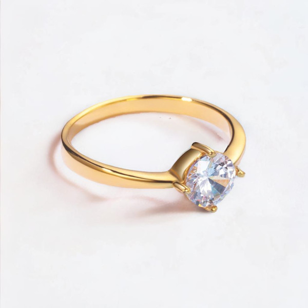 bague solitaire acier plaque or zirconium gravure personnalisable