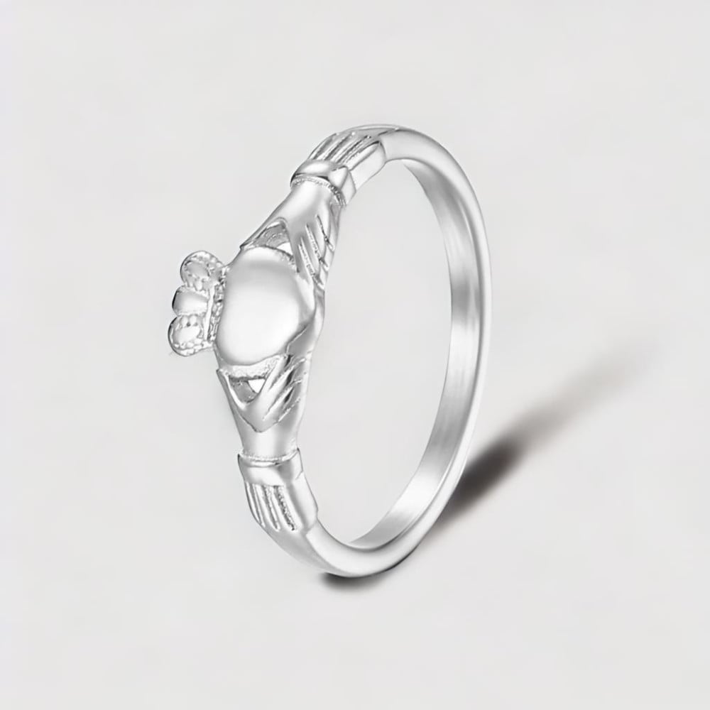 bague mariage Claddagh acier plaque or gravure personnalisable