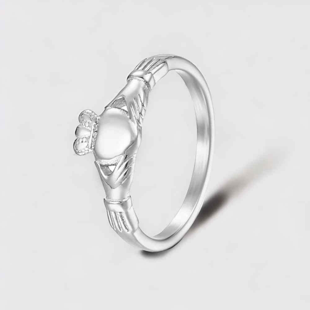bague mariage Claddagh acier plaque or gravure personnalisable