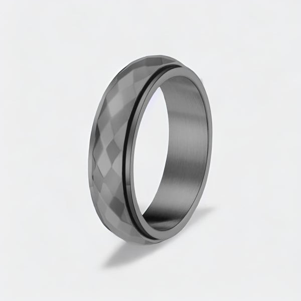 Bague anneau tournant antistress acier facetté