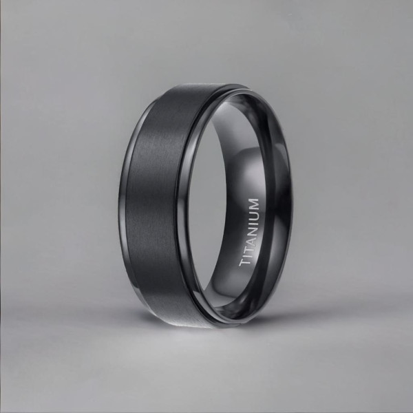 Anello in titanio con pennello opaco personalizzato per uomo e donna