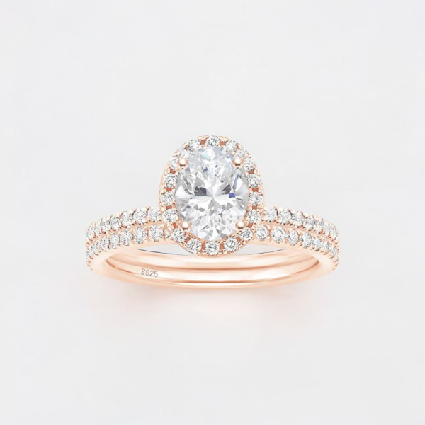 Damesverlovingsring dubbele zirkonium ovale zilveren ring 3 kleuren
