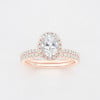 Bague de fiançailles femme double anneau argent zirconium ovale 3 couleurs
