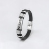 Bracelet homme cuir noir clé grecque