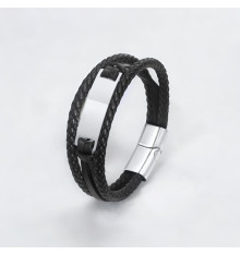 Gepersonaliseerde leren kinarmband voor heren