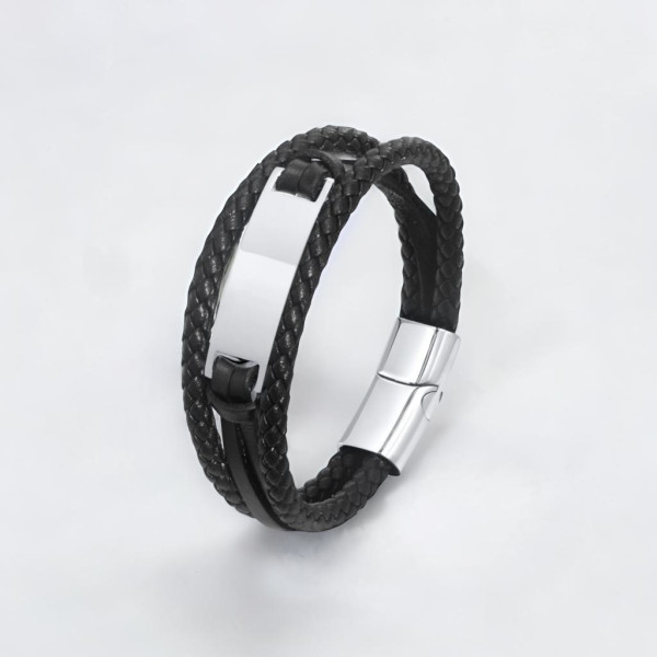Bracciale barbazzale in pelle da uomo personalizzato