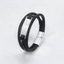 Personalized men's leather curb bracelet
