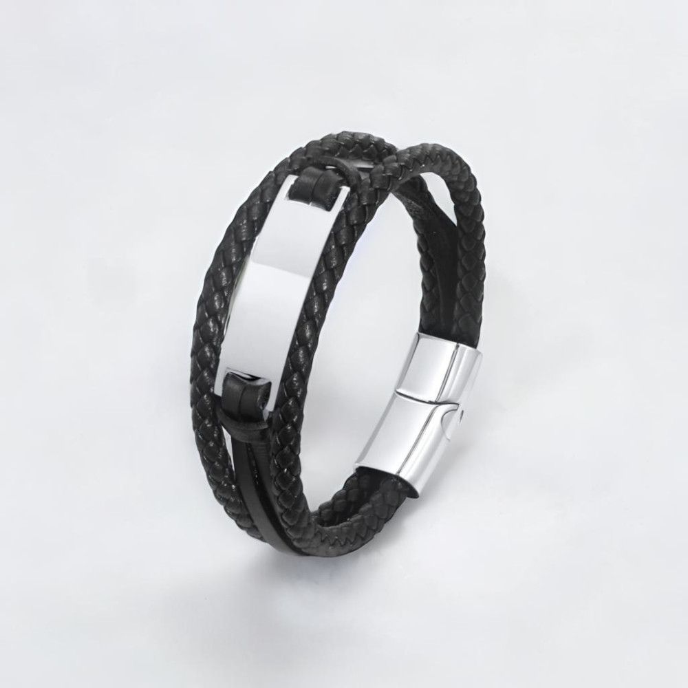 Bracelet personnalise gourmette homme cuir