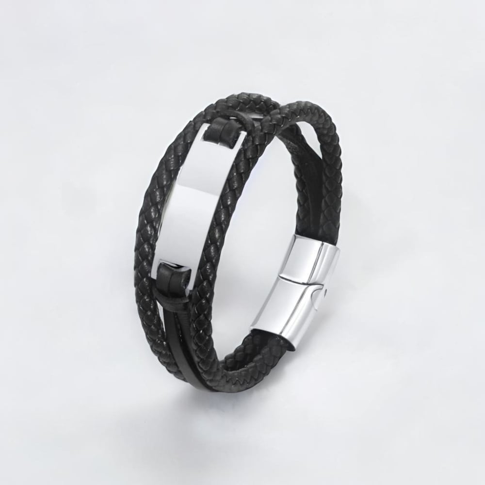 Gepersonaliseerde leren kinarmband voor heren