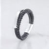 Bracciale da uomo in pelle personalizzato multilinea cordolo in acciaio