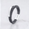 Bracelet personnalise cuir homme multi ligne gourmette acier