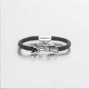 Geflochtenes Lederarmband Drachen Edelstahl Magnetverschluss