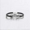 Bracelet jonc cuir tresse dragon acier fermoir magnetique